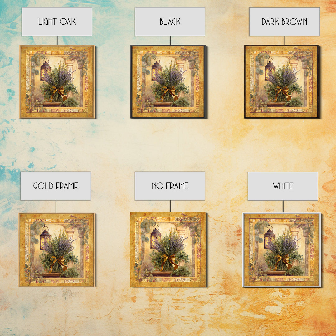 Farmhouse Kitchen Herbs Tied Framed Canvas Print, French Country Art, Digital Art Prints, Farmhouse Decor, Oil Painting, FCA-1x1-61
