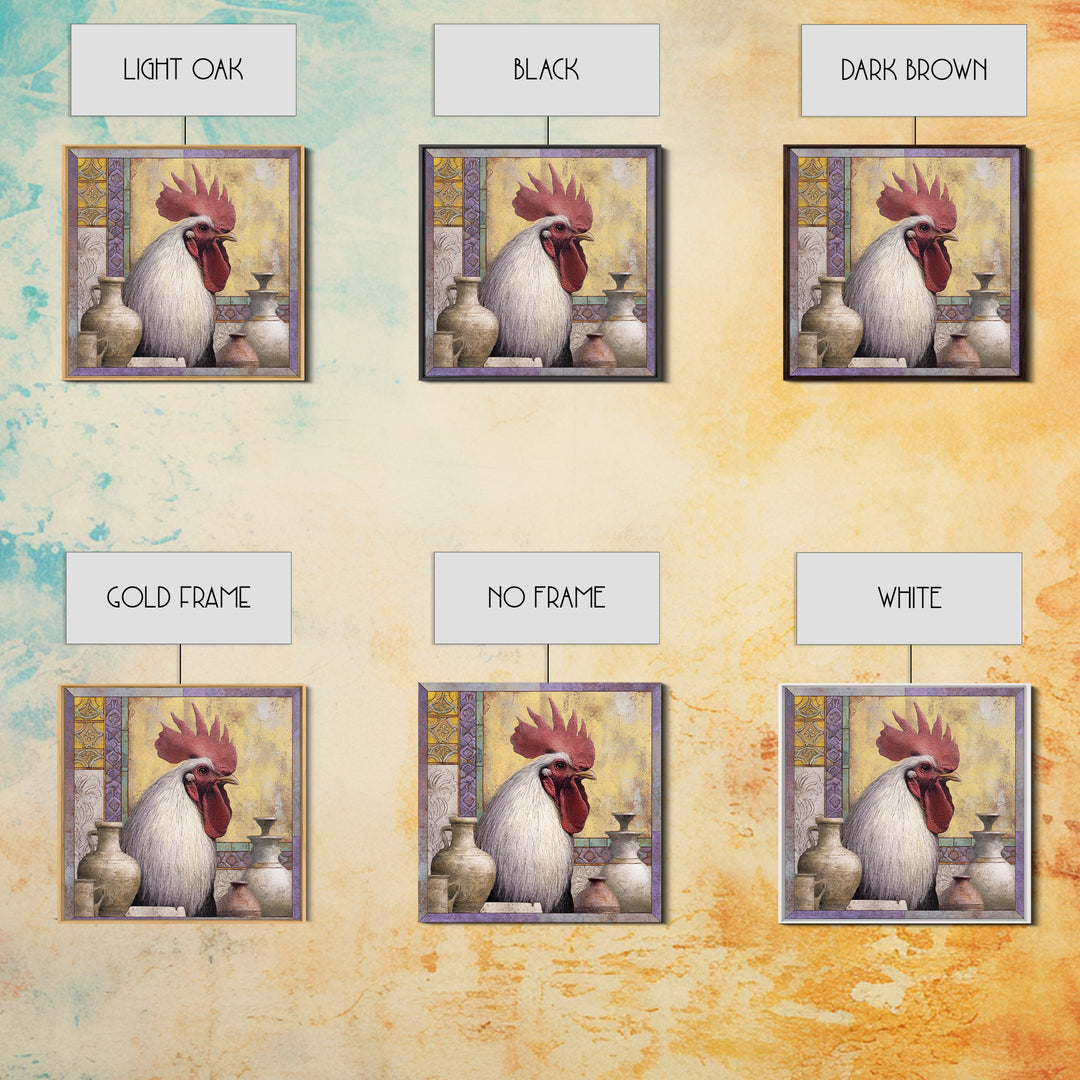 Rooster Portrait in Rustic French Palette Canvas Print, French Country Art, Eclectic Wall Art, Farmhouse Decor, Country, FCA-1x1-74