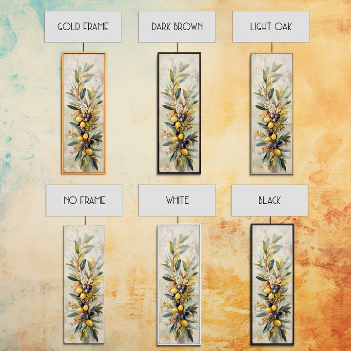 Olive Branch Wreath on Cream Ground Framed Canvas Print, French Country Art, Farmhouse Wall Decor, Farmhouse Decor, Country, FCA-1x3-58