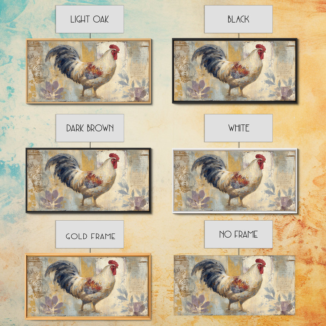 Rooster Portrait in Rustic French Palette Framed Canvas Print, French Country Art, Neutral Decor, Farmhouse Decor, Country, FCA-2x1-46
