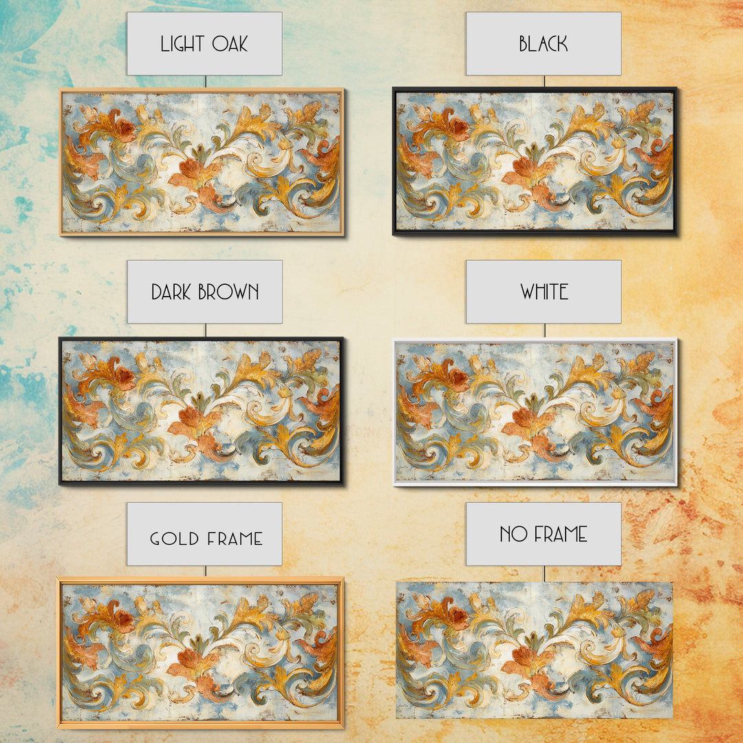 French Script Flourishes Without Readable Text Canvas Print, French Country Art, Gallery Decor, Farmhouse Decor, Oil Painting, FCA-2x1-62