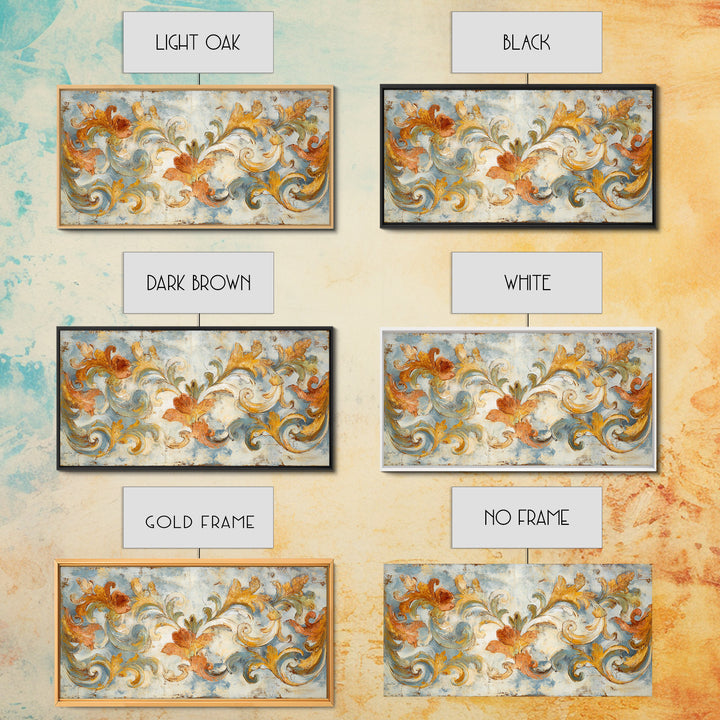 French Script Flourishes Without Readable Text Canvas Print, French Country Art, Gallery Decor, Farmhouse Decor, Oil Painting, FCA-2x1-62