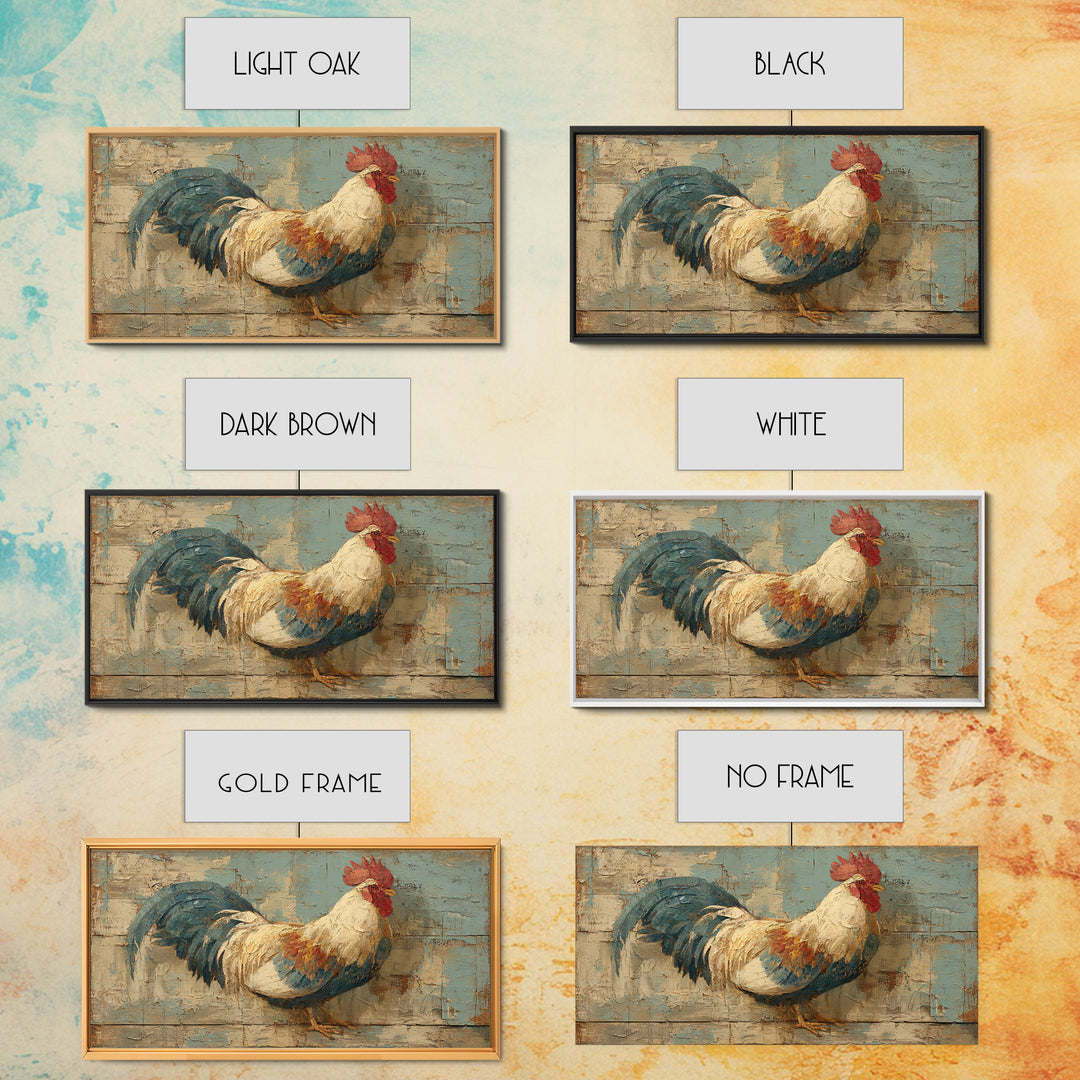Rooster Portrait in Rustic French Palette Canvas Print, French Country Art, Luxury Decor, Farmhouse Decor, Fine Art, Country, FCA-2x1-94