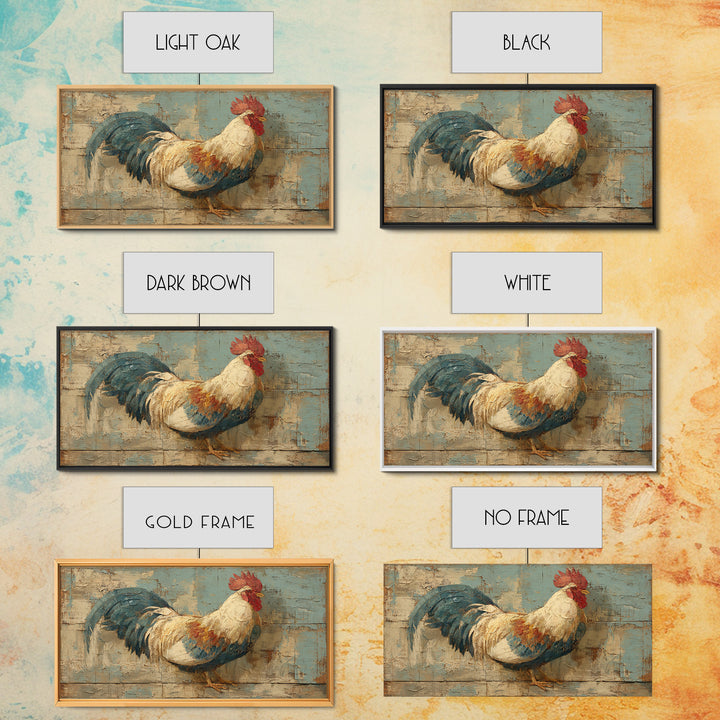 Rooster Portrait in Rustic French Palette Canvas Print, French Country Art, Luxury Decor, Farmhouse Decor, Fine Art, Country, FCA-2x1-94