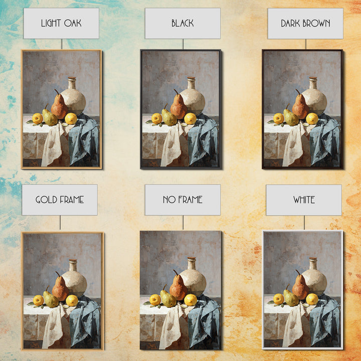 Pear Still Life on Linen Tablecloth Framed Canvas Print, French Country Art, Downloadable Art, Farmhouse Decor, Country, FCA-2x3-12