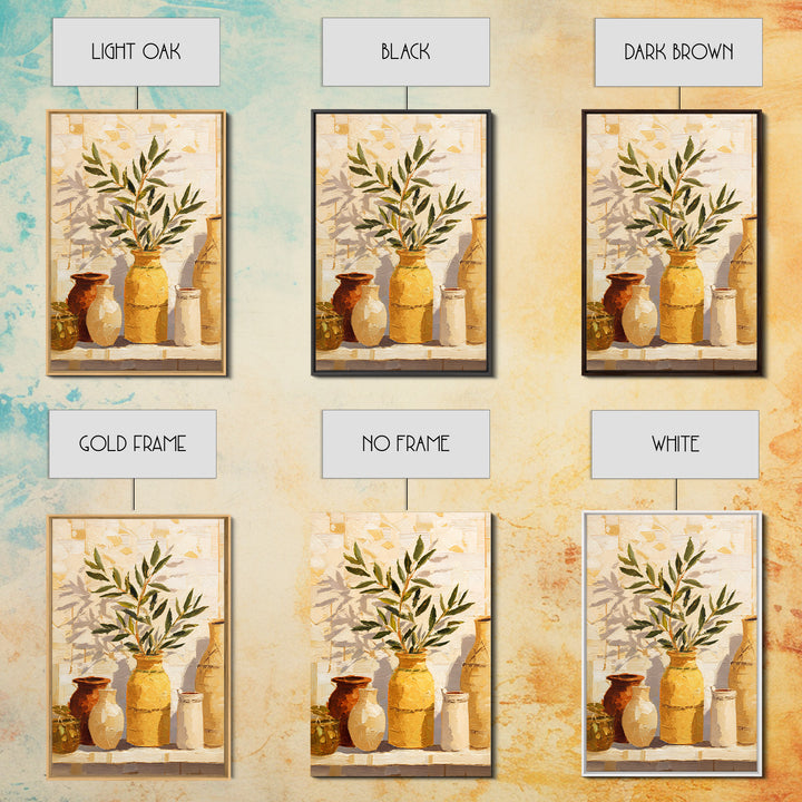 Olive Branch Wreath on Cream Ground Framed Canvas Print, French Country Art, Downloadable Art, Farmhouse Decor, Oil Painting, FCA-2x3-30