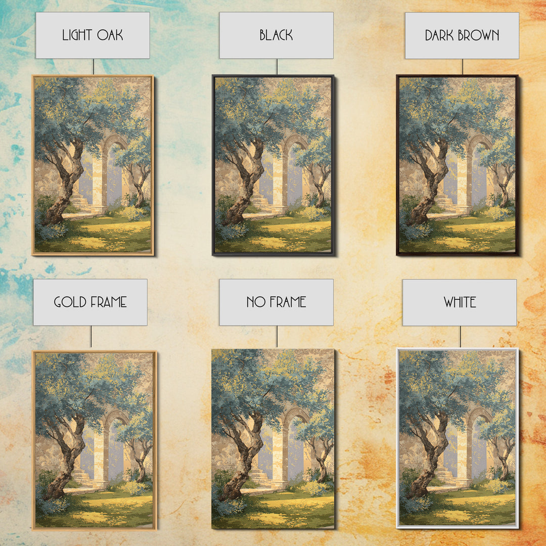 Sunlit Provence Olive Grove Framed Canvas Print, French Country Art, Neutral Decor, Farmhouse Decor, Fine Art, Country, FCA-2x3-37