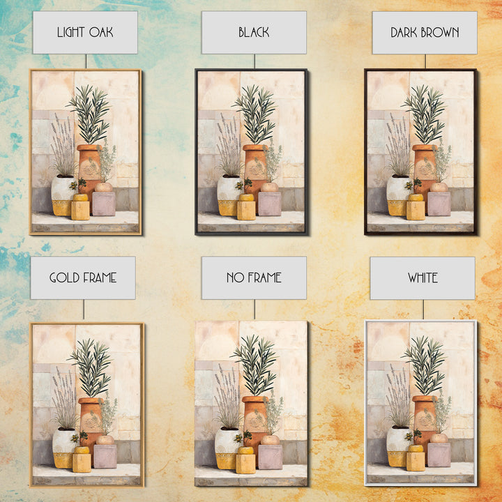 Terra Cotta Pots Framed Canvas Print, French Country Art, Eclectic Wall Art, Farmhouse Decor, Fine Art, Country, Modern Decor, FCA-2x3-43