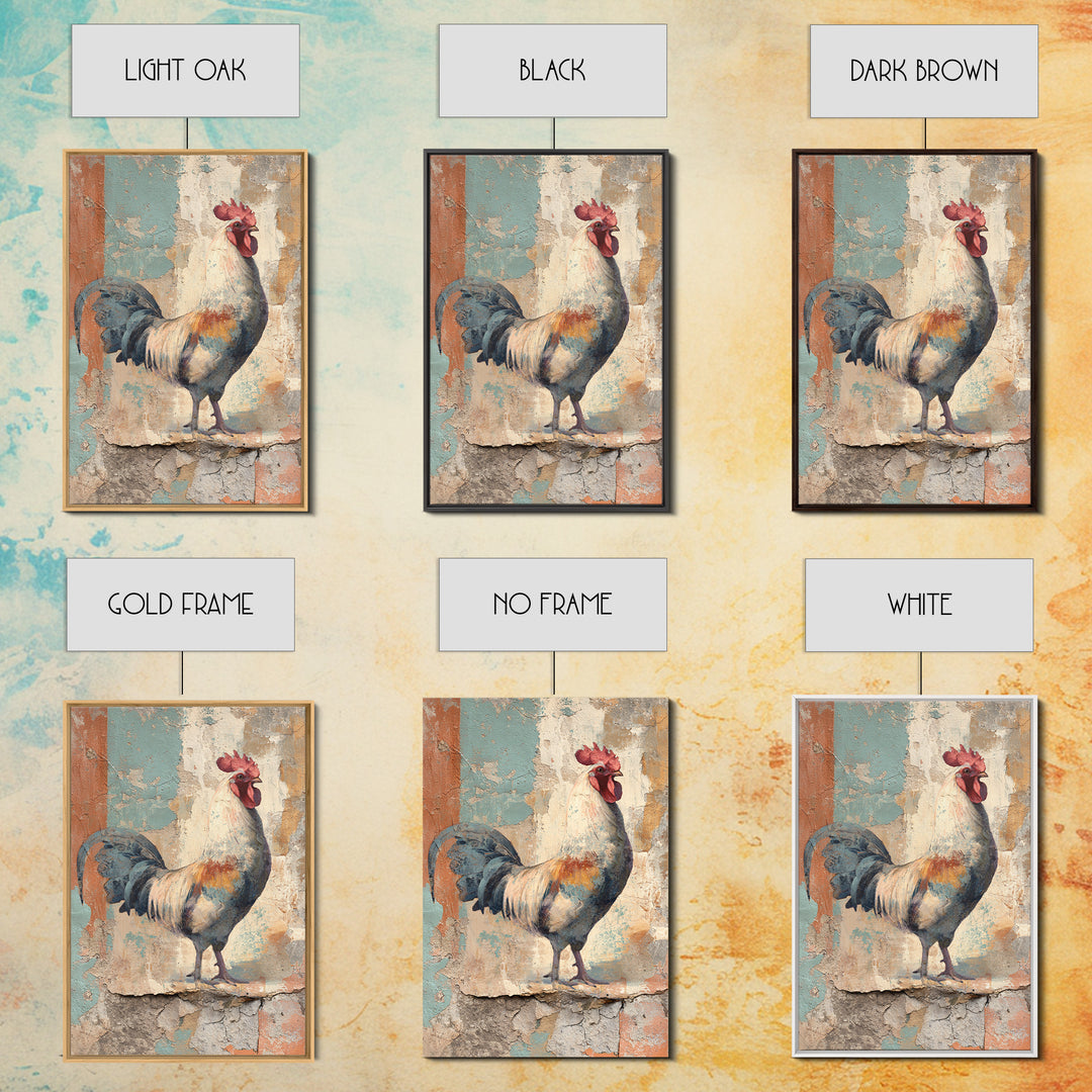 Rooster Portrait in Rustic French Palette Canvas Print, French Country Art, Luxury Decor, Farmhouse Decor, Fine Art, Country, FCA-2x3-82