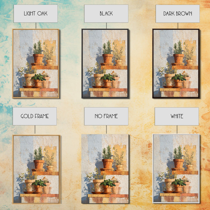 Terra Cotta Pots Canvas Print, French Country Art, Luxury Decor, Farmhouse Decor, Country, Oil Painting, Digital Wall Art, FCA-2x3-91