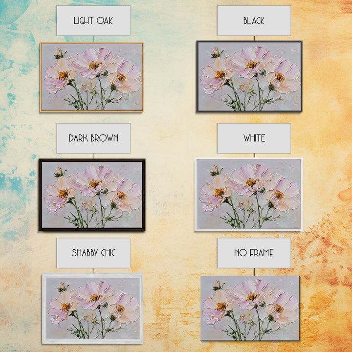 Cosmos Flowers Swaying Framed Canvas Print, Floral Art, Gallery Decor, Living Room Decor, Fine Art, Bloom, Wall Art, Home Decor, FLO-3x2-27