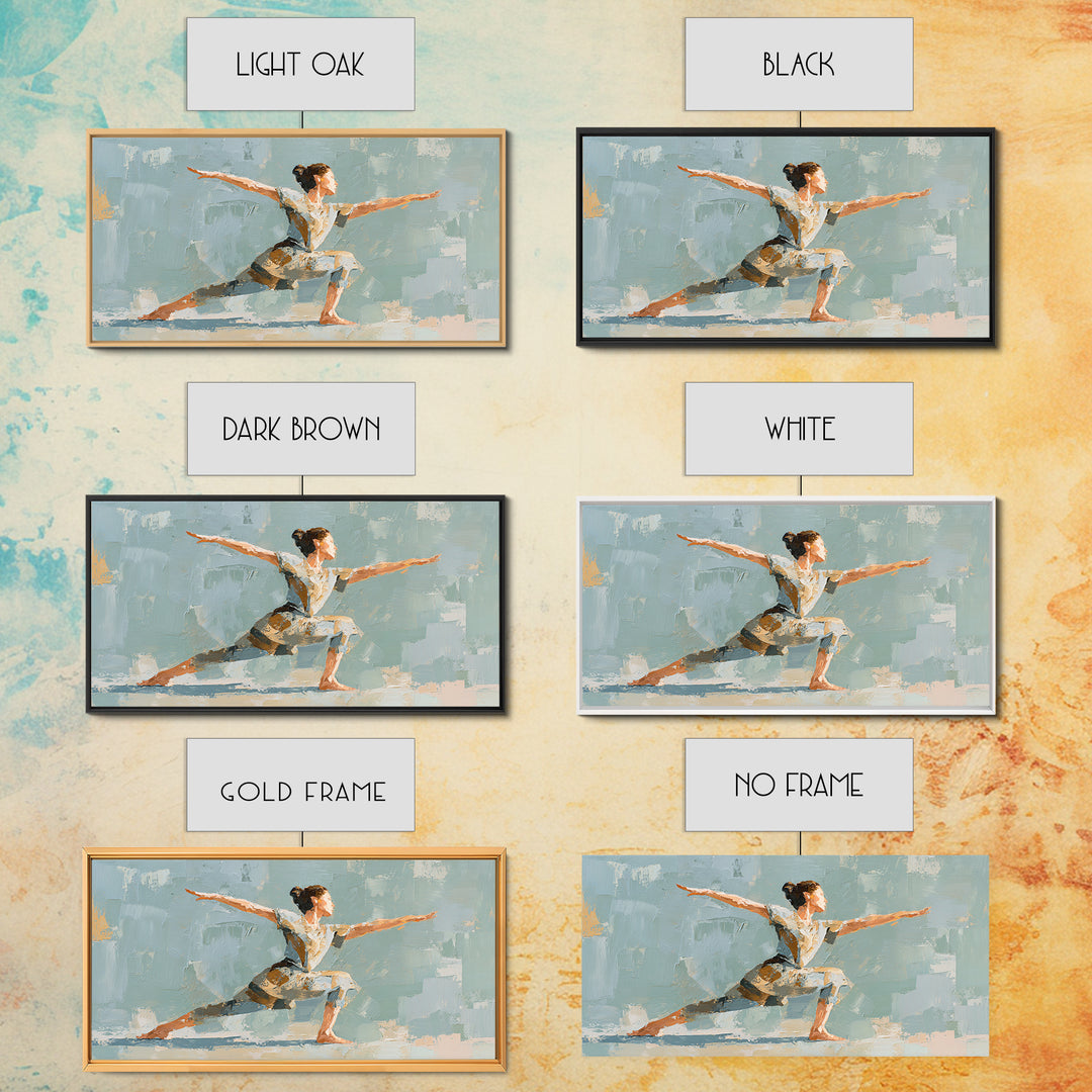 Yoga Warrior Pose Framed Canvas Print, Fitness Studio Art, Fitness, Gym Decor, Motion, Dancing Wall Art, Fitness Motivation, FSA-2x1-3