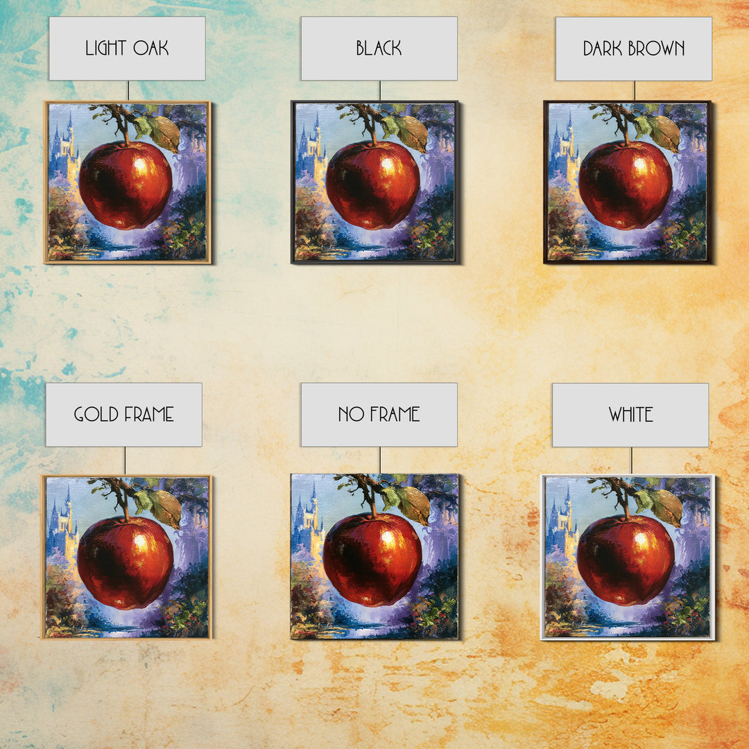 Enchanted Apple with Deep Red Shine Framed Canvas Print, Fairy Tale Art, Dark Art, Living Room Decor, Fine Art, Storybook, FTA-1x1-68