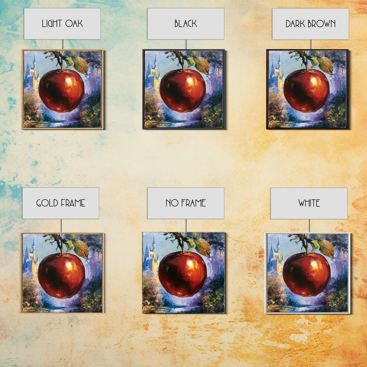 Enchanted Apple with Deep Red Shine Framed Canvas Print, Fairy Tale Art, Dark Art, Living Room Decor, Fine Art, Storybook, FTA-1x1-68