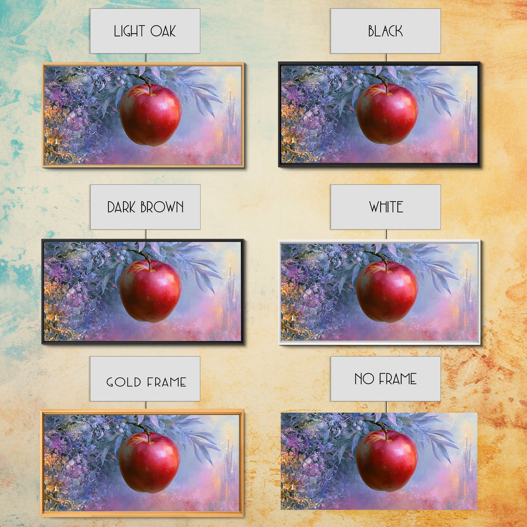 Enchanted Apple with Deep Red Shine Canvas Print, Fairy Tale Art, Original Art, Living Room Decor, Fine Art, Storybook, FTA-2x1-64