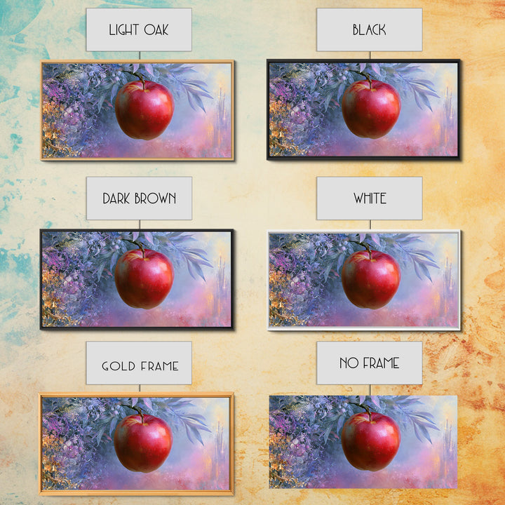 Enchanted Apple with Deep Red Shine Canvas Print, Fairy Tale Art, Original Art, Living Room Decor, Fine Art, Storybook, FTA-2x1-64