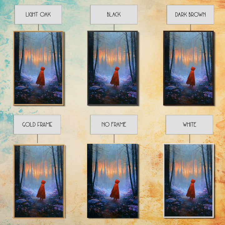 Red Cloak Figure Walking Through Dark Woods Canvas Print, Fairy Tale Art, Contemporary Art, Living Room Decor, Storybook, FTA-2x3-40