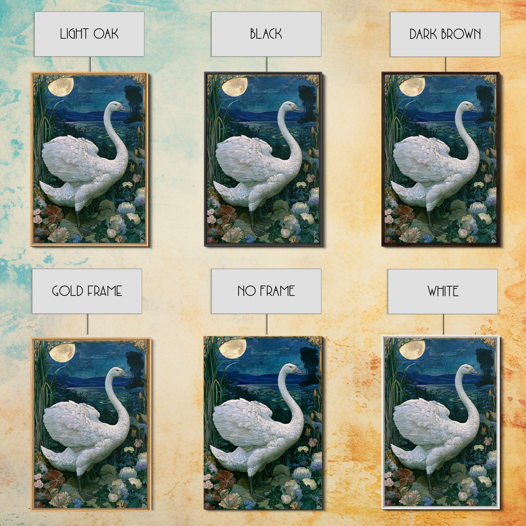 White Swan Transformation Scene Framed Canvas Print, Fairy Tale Art, Abstract Art, Living Room Decor, Storybook, Kids Room Art, FTA-2x3-47