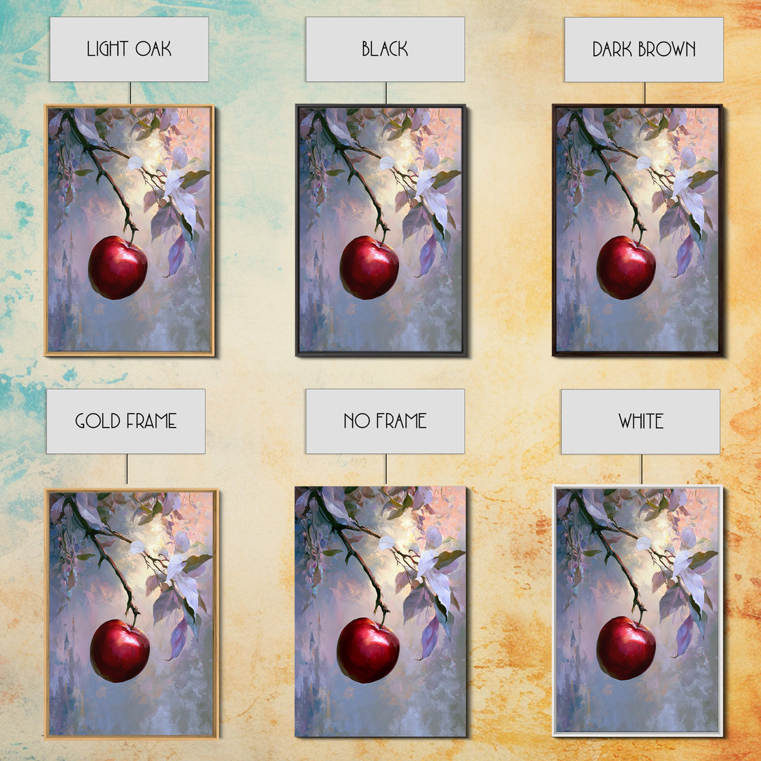 Enchanted Apple with Deep Red Shine Framed Canvas Print, Fairy Tale Art, Wall Decor, Living Room Decor, Fine Art, Storybook, FTA-2x3-52