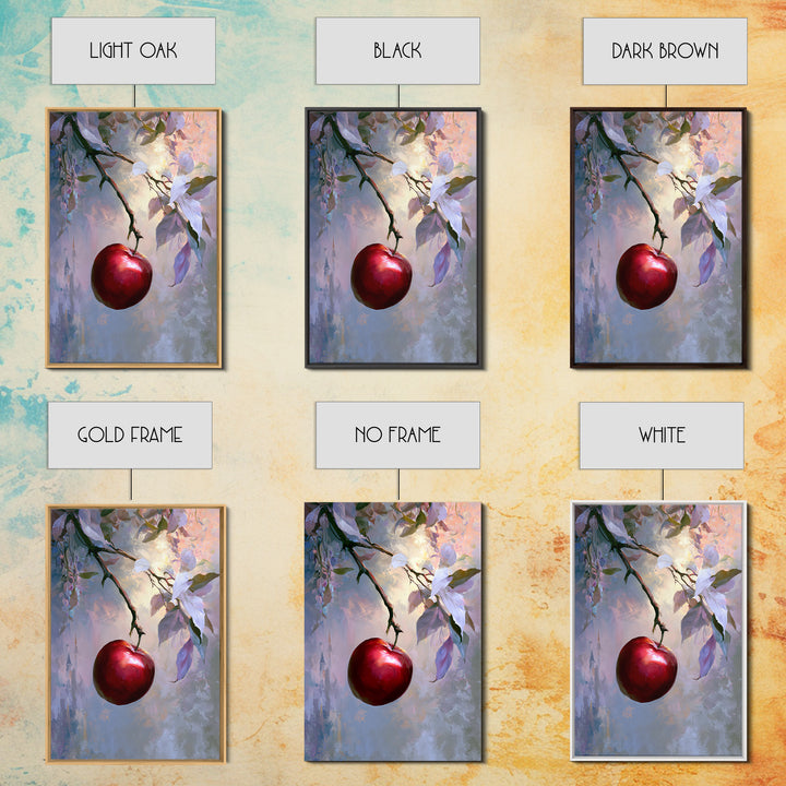 Enchanted Apple with Deep Red Shine Framed Canvas Print, Fairy Tale Art, Wall Decor, Living Room Decor, Fine Art, Storybook, FTA-2x3-52