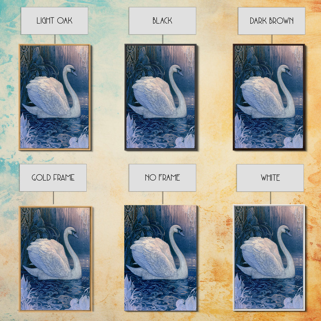 White Swan Transformation Scene Canvas Print, Fairy Tale Art, Nursery Art, Living Room Decor, Storybook, Art Nouveau Print, FTA-2x3-71