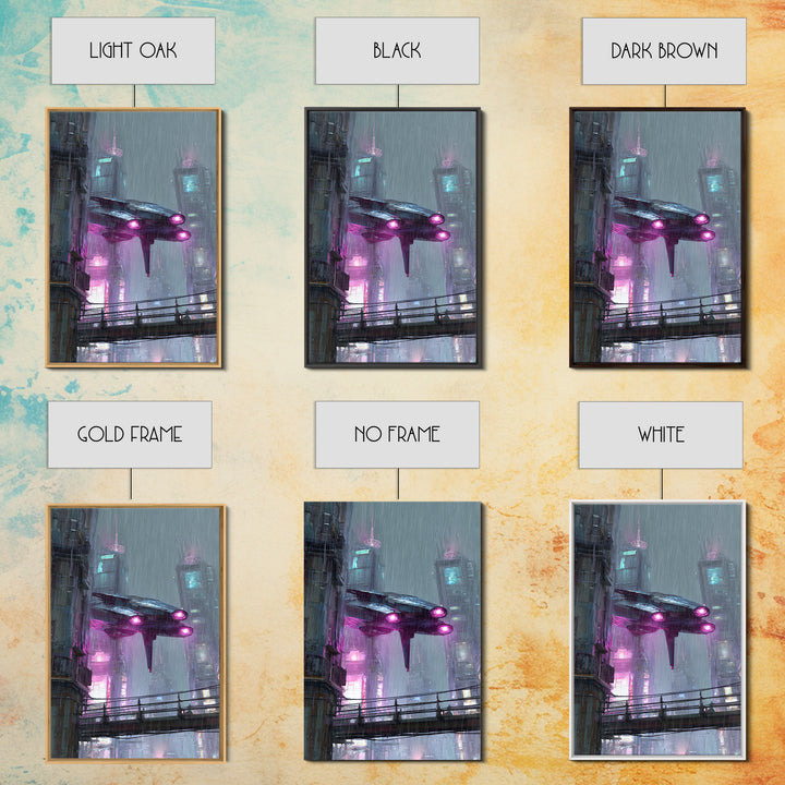 Futurist Bird Made of Panels and Light Framed Canvas Print, Futuristic Art, Steampunk Decor, Living Room Decor, Future, FUT-2x3-78