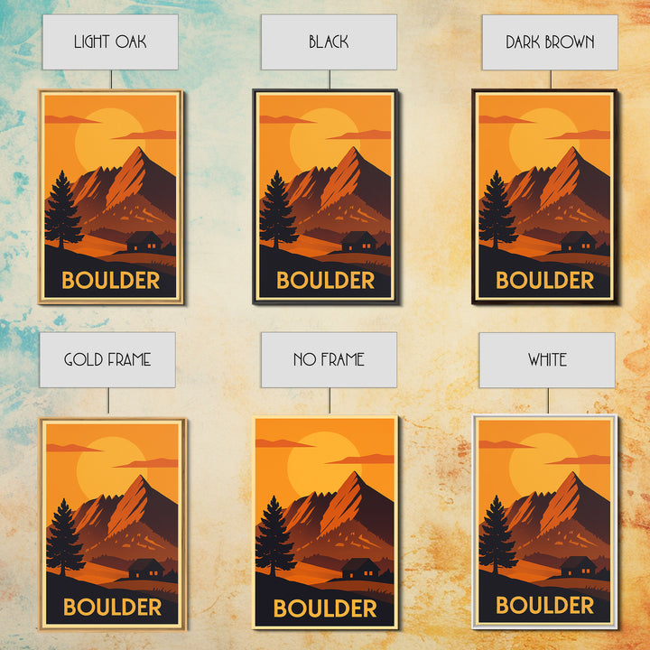 Boulder Travel Poster, Canvas Print, Golden Travel Poster Art, Boulder Wall Art, Travel Poster Set, Travel Poster Art, Gift For Travelers
