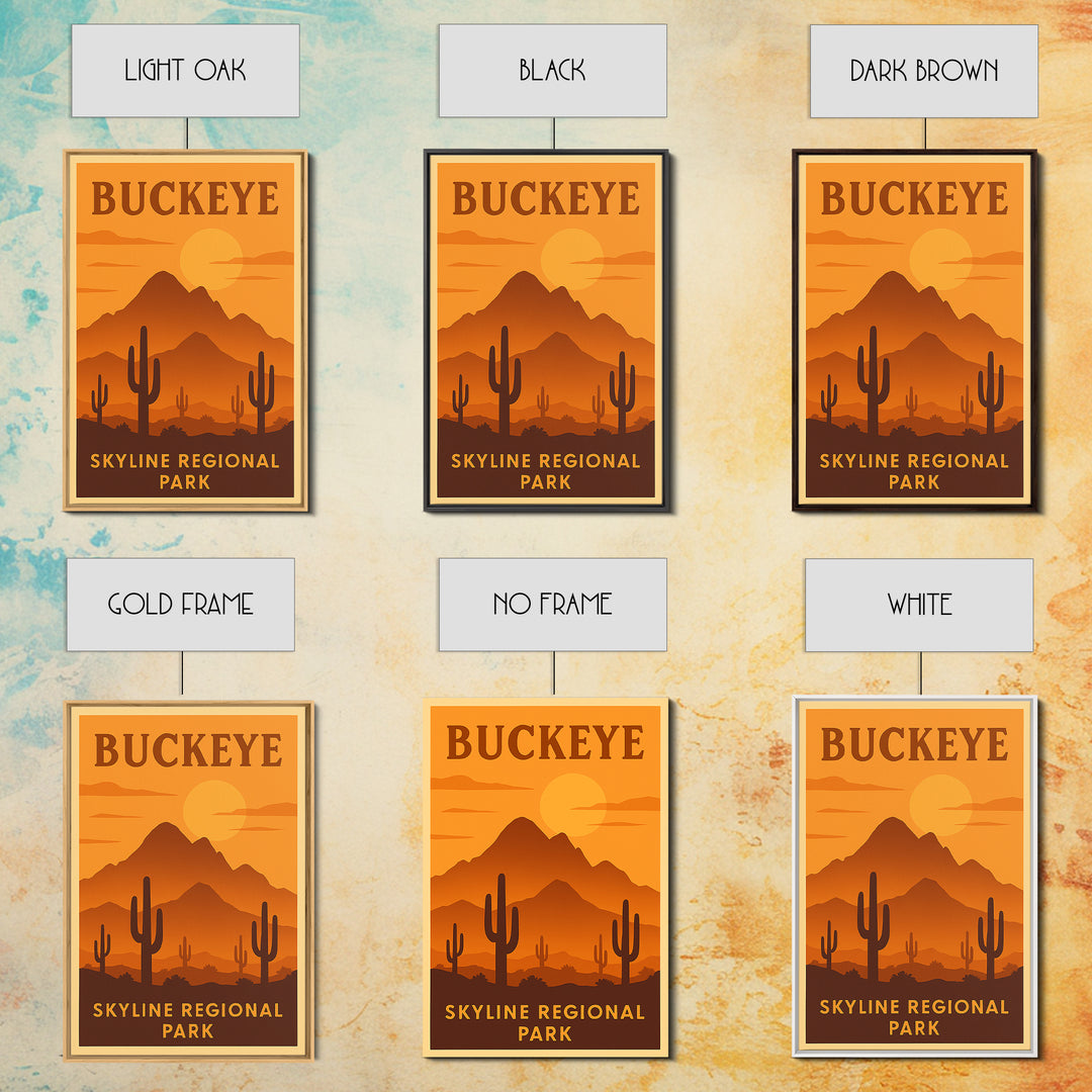 Buckeye Arizona Travel Poster, Framed Canvas Print, Gold Art Deco Poster Art, Buckeye Poster Print, Travel Poster Set, Wanderlust Decor