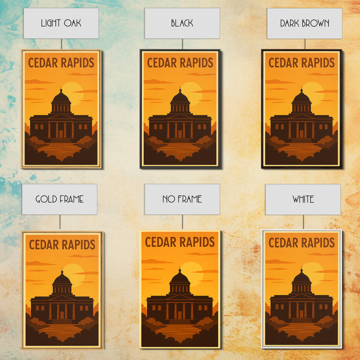 Cedar Rapids Iowa Travel Poster, Canvas Print, Golden Travel Poster Art, Cedar Rapids City Art, Vintage Travel Print, Travel Poster Art