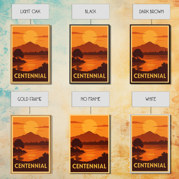 Centennial Travel Poster, Framed Canvas Print, Gold Art Deco Poster Art, Centennial Travel Art, Vintage Travel Art, City Travel Prints