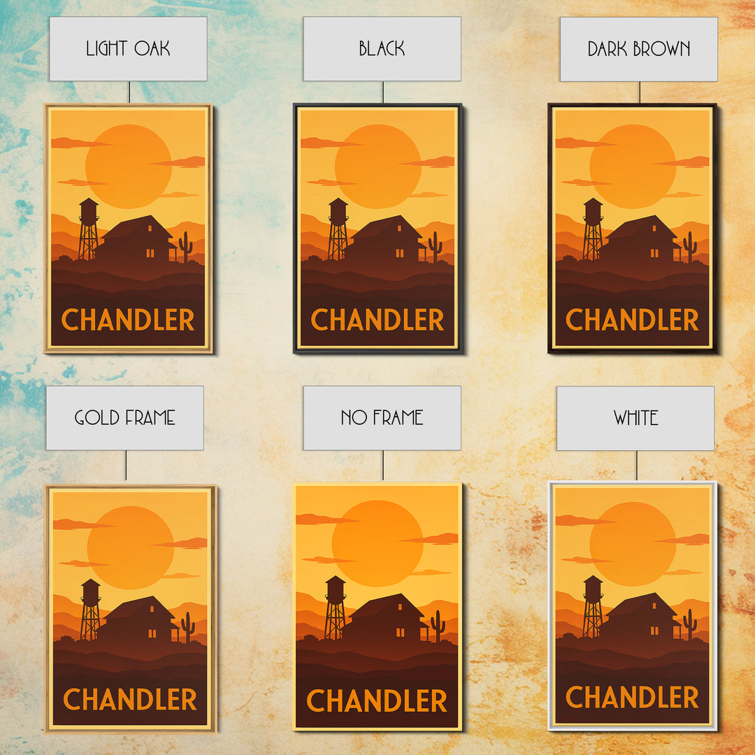 Chandler Travel Poster, Framed Canvas Print, Gold Art Deco Poster Art, Chandler Travel Art, Travel Art Print, Vintage Travel Art