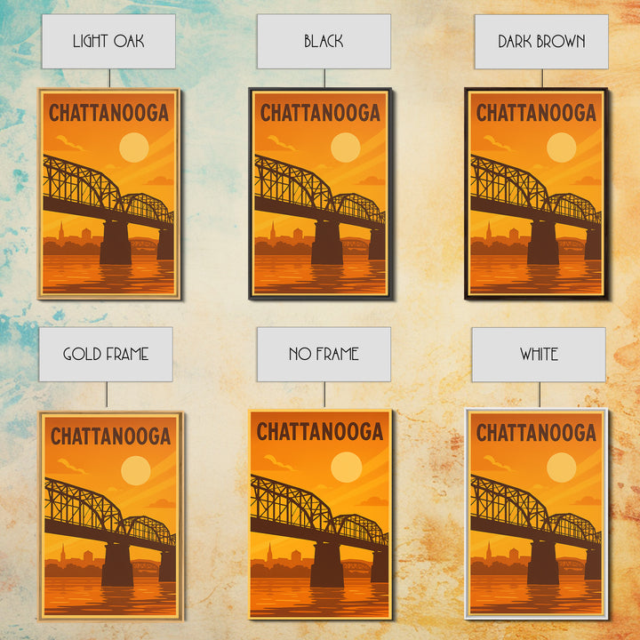 Chattanooga Tennessee Travel Poster, Canvas Print, Vintage Deco Wall Art, Chattanooga Art Print, Vintage City Poster, Skyline Art, Wall Art