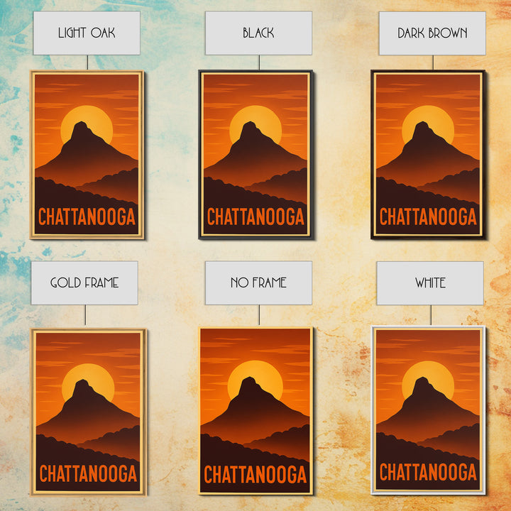 Chattanooga Travel Poster, Framed Canvas Print, Gold Art Deco Poster Art, Chattanooga Wall Art, Travel Art Print, Wanderlust Decor