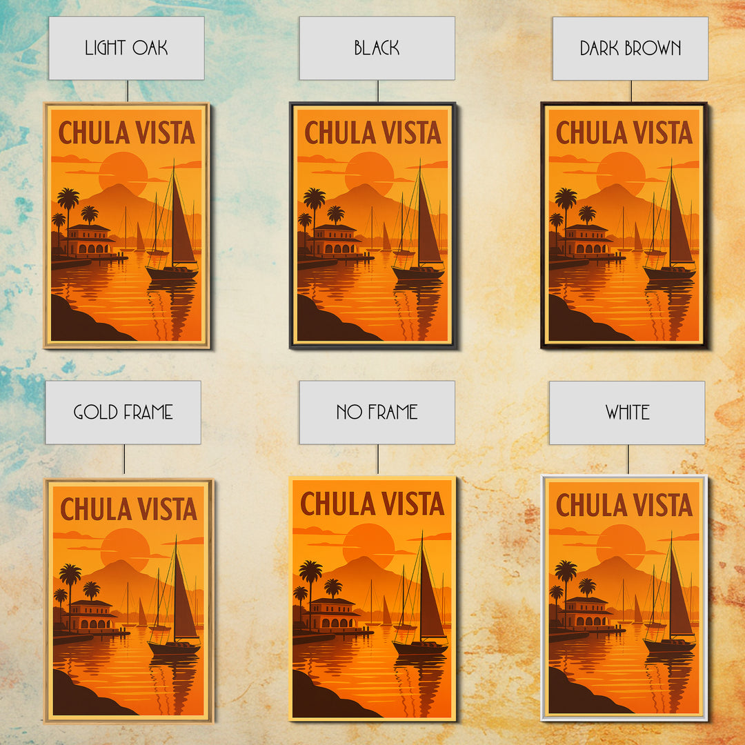 Chula Vista California Travel Poster, Canvas Print, Vintage Deco Wall Art, Chula Vista Art Print, Travel Poster Set, Travel Poster Art
