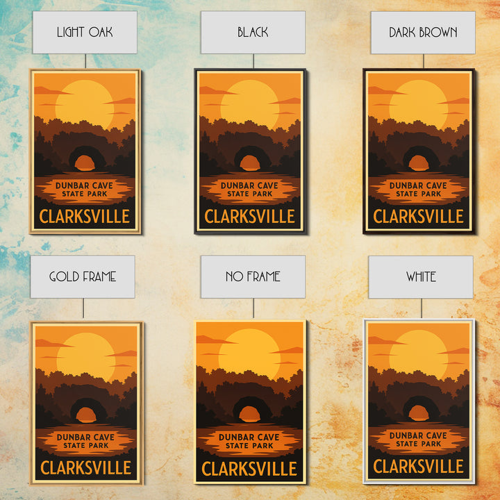 Clarksville Travel Poster, Canvas Print, Warm Sunset Silhouette Art, Clarksville Wall Art, Modern Wall Decor, City Illustration