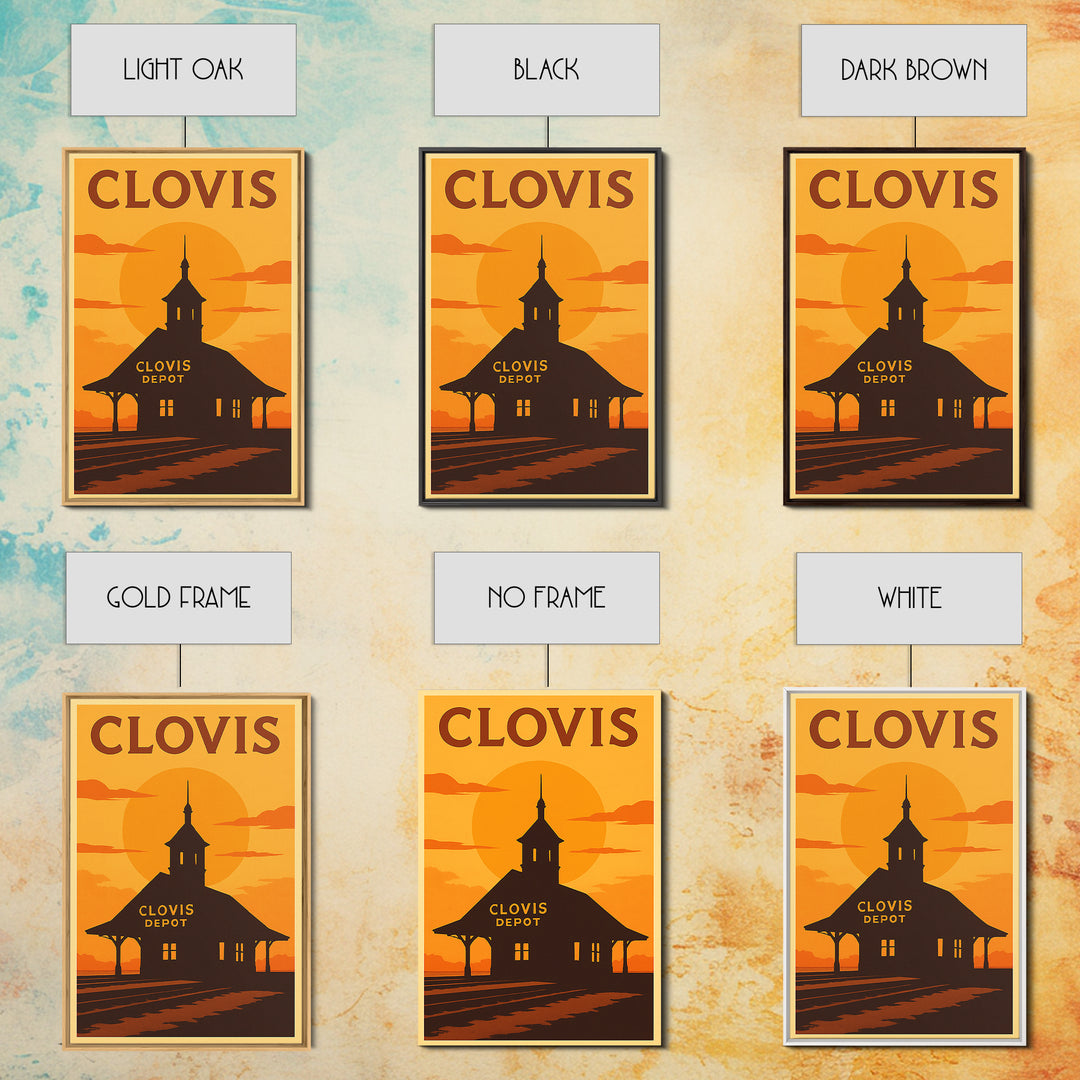 Clovis California Travel Poster, Canvas Print, Golden Travel Poster Art, Clovis Wall Art, Wall Decor, City Art Print, Wanderlust Decor