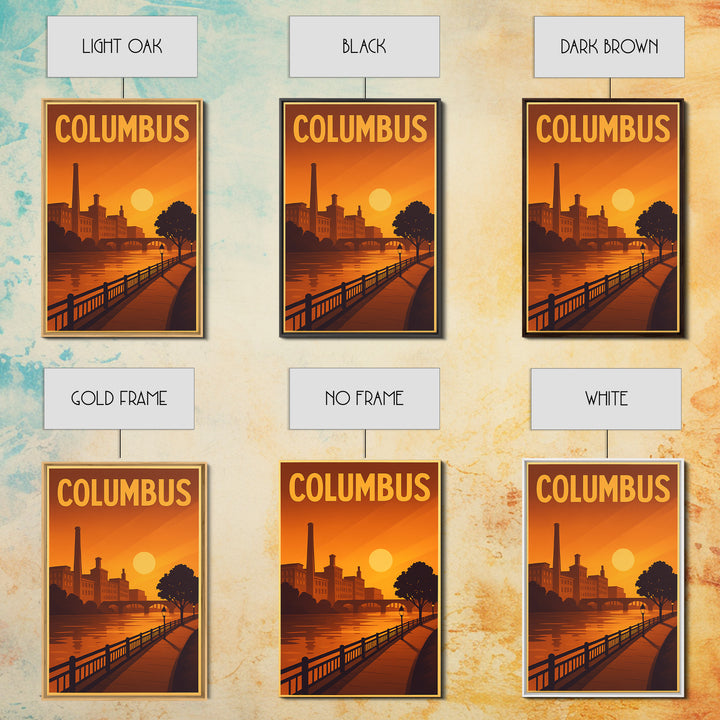 Columbus Ohio Travel Poster, Canvas Print, Vintage Deco Wall Art, Columbus Art Print, Travel Art Print, Gift For Travelers, Travel Print