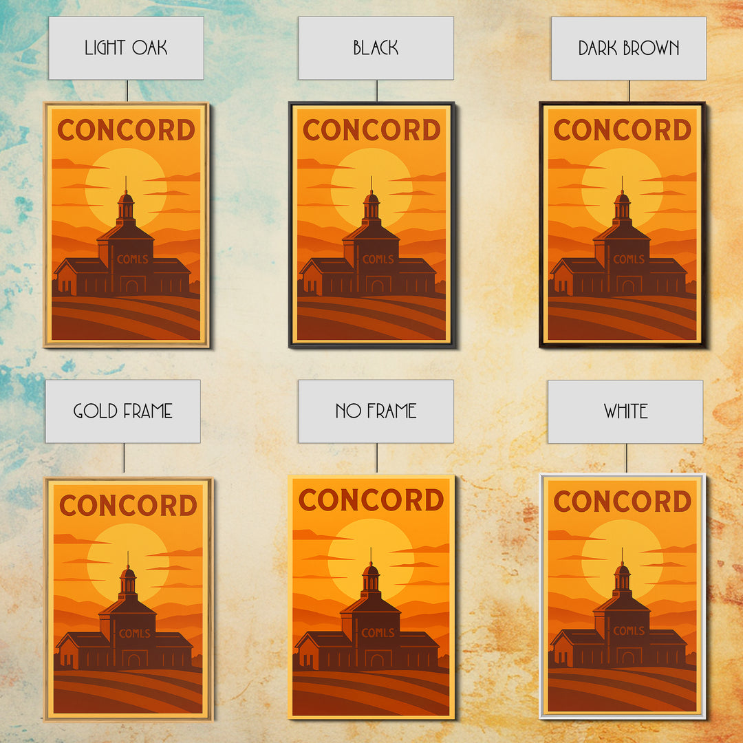 Concord California Travel Poster, Canvas Print, Warm Sunset Silhouette Art, Concord Poster Print, Travel Poster Art, City Illustration