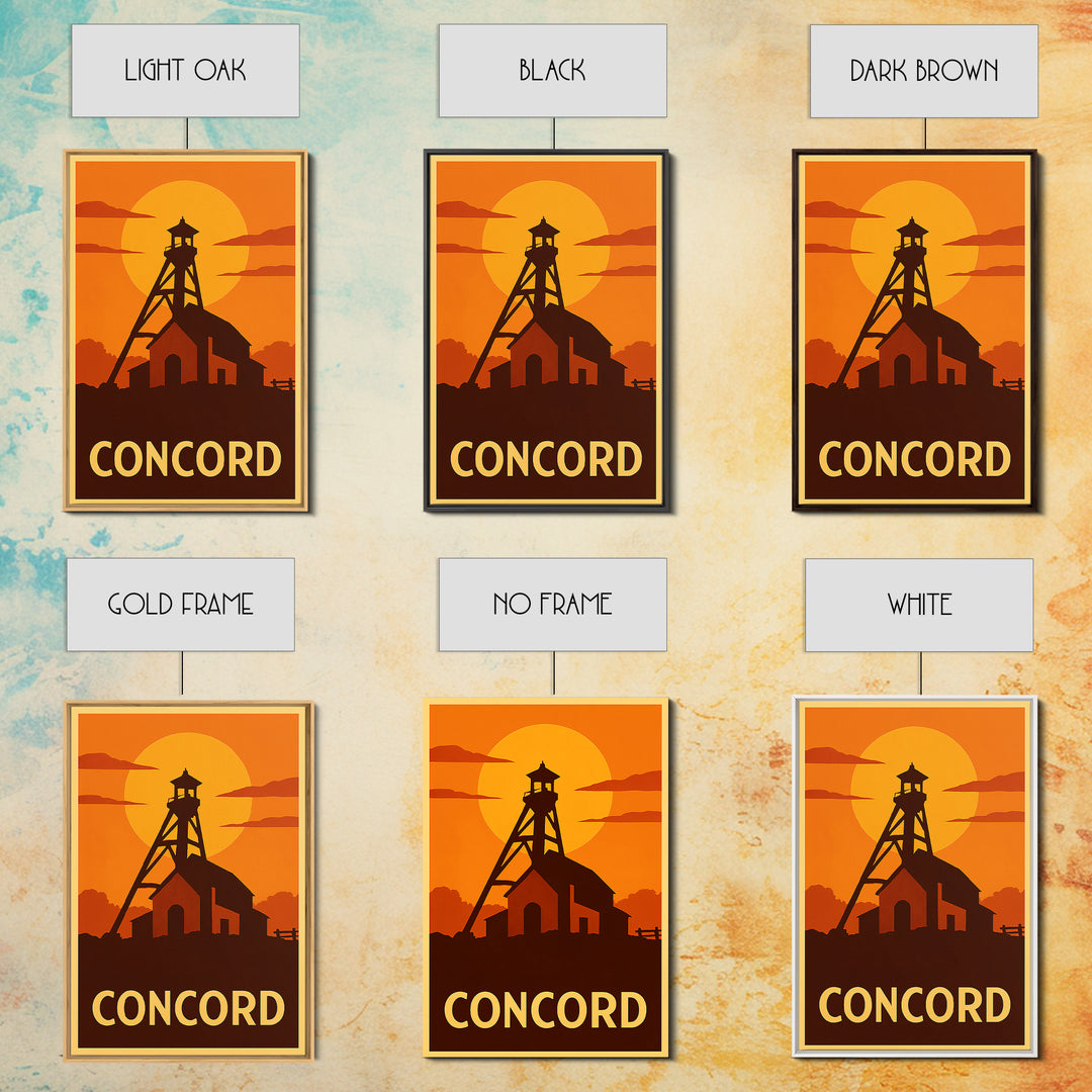 Concord Travel Poster, Canvas Print, Golden Travel Poster Art, Concord Art Print, Travel Wall Art, Travel Poster Art, Travel Art Print