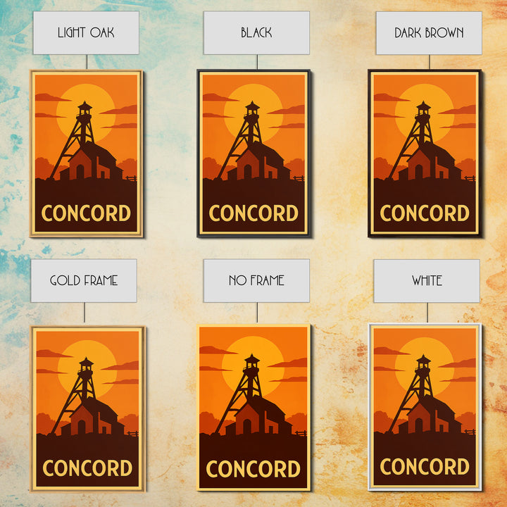 Concord Travel Poster, Canvas Print, Golden Travel Poster Art, Concord Art Print, Travel Wall Art, Travel Poster Art, Travel Art Print