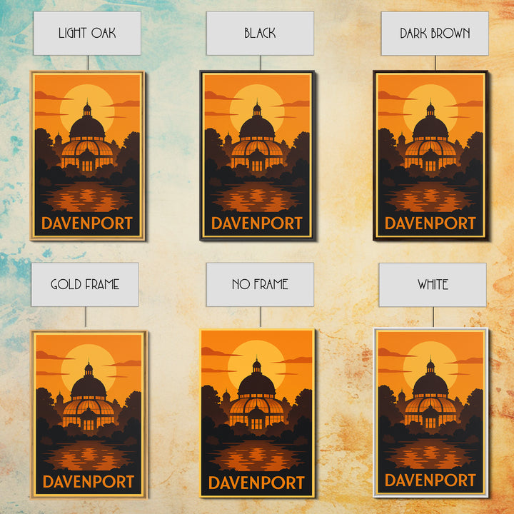 Davenport Iowa Travel Poster, Canvas Print, Golden Travel Poster Art, Davenport Poster Print, Travel Poster Art, Modern Wall Decor, Wall Art
