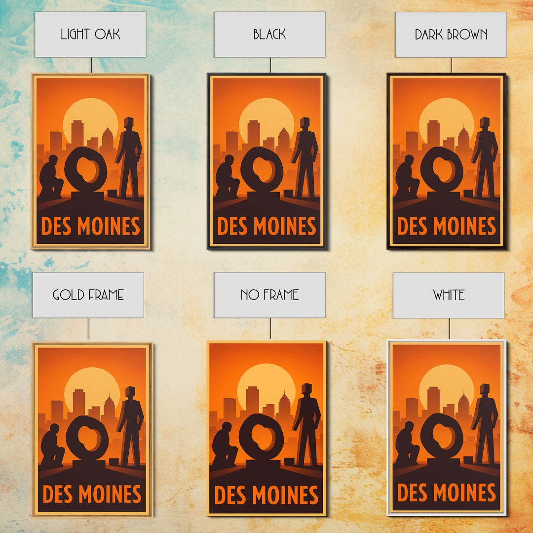 Des Moines Travel Poster, Canvas Print, Gold Art Deco Poster Art, Des Moines Art Print, Travel Wall Art, Home Office Decor, Travel Print