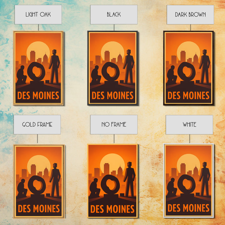Des Moines Travel Poster, Canvas Print, Gold Art Deco Poster Art, Des Moines Art Print, Travel Wall Art, Home Office Decor, Travel Print