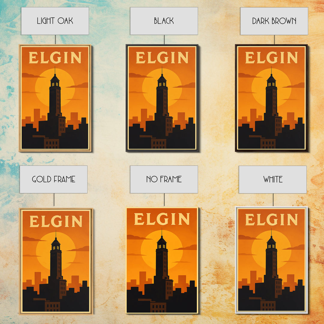 Elgin Travel Poster, Canvas Print, Golden Travel Poster Art, Elgin Poster Print, Retro Travel Print, Travel Poster Art, Travel Wall Decor