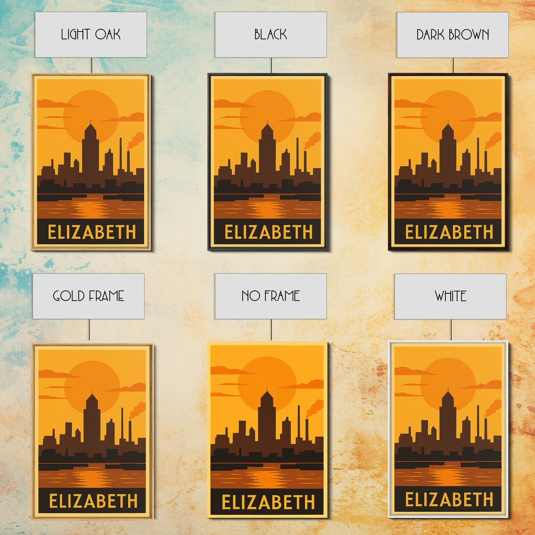 Elizabeth Travel Poster, Canvas Print, Vintage Deco Wall Art, Elizabeth Art Print, Travel Poster Set, City Art Print, Travel Poster Art