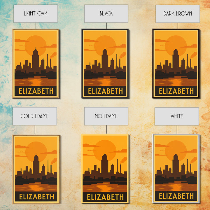 Elizabeth Travel Poster, Canvas Print, Vintage Deco Wall Art, Elizabeth Art Print, Travel Poster Set, City Art Print, Travel Poster Art