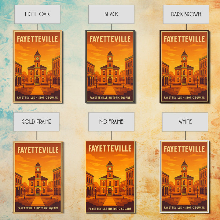 Fayetteville North Carolina Travel Poster, Canvas Print, Golden Travel Poster Art, Fayetteville Art Print, Wall Decor, Retro Travel Print