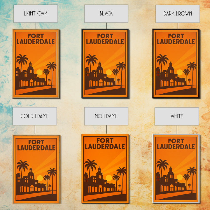 Fort Lauderdale Florida Travel Poster, Canvas Print, Golden Travel Poster Art, Fort Lauderdale Art Print, Travel Poster Set, City Art Print