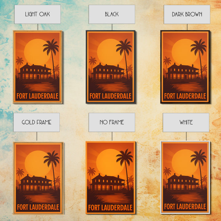 Fort Lauderdale Travel Poster, Canvas Print, Golden Travel Poster Art, Fort Lauderdale City Art, Travel Poster Art, Eclectic Wall Decor