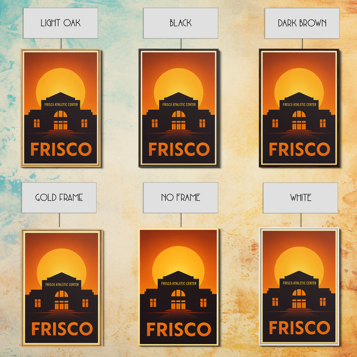 Frisco Travel Poster, Framed Canvas Print, Warm Sunset Silhouette Art, Frisco Art Print, City Travel Prints, Travel Art Print, Wall Art